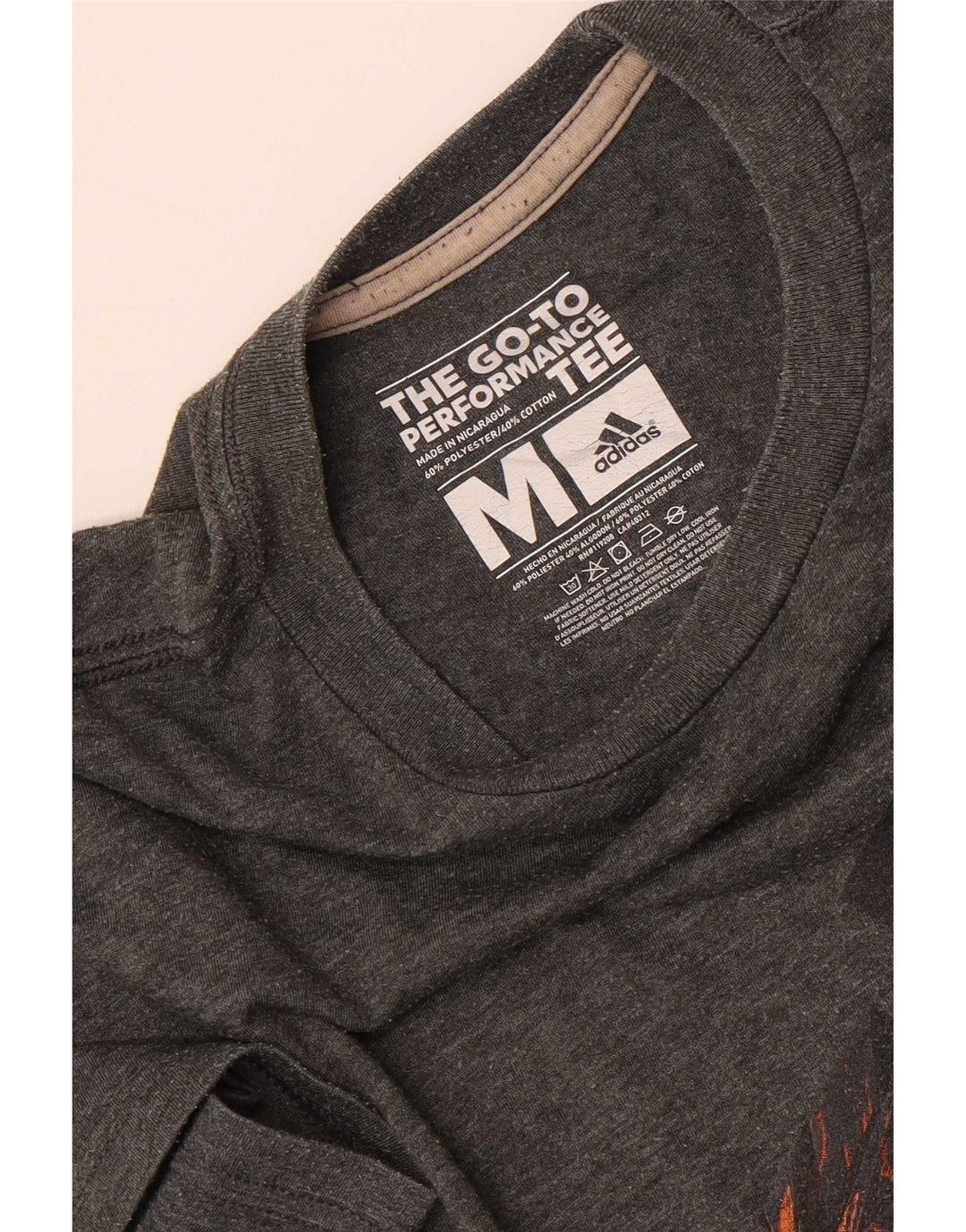 Tricou cu grafic Climalite Adidas pentru bărbați Top Mediu Gri din poliester cu pete
