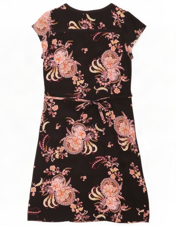 Monsoon Rochie teacă pentru femei UK 16 Large Black Floral Viscose