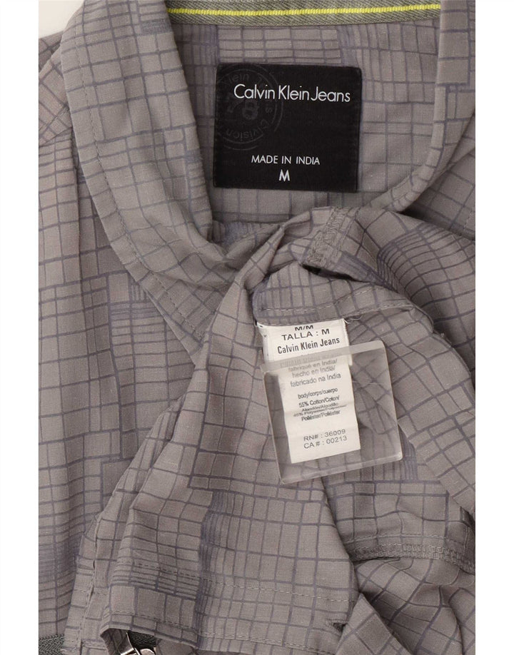 Cămașă pentru bărbați Calvin Klein Jeans, bumbac cu carouri, gri mediu