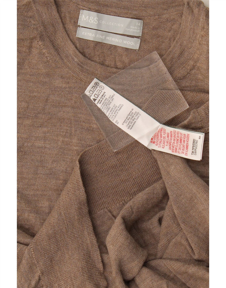 Pulover pentru femei Marks & Spencer cu decolteu tripu, UK 14, maro mediu cu pete