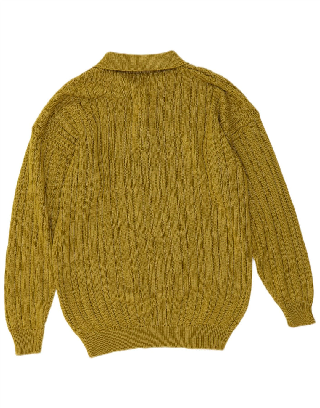 Pulover vintage pentru bărbați cu gât polo, bumbac verde mediu