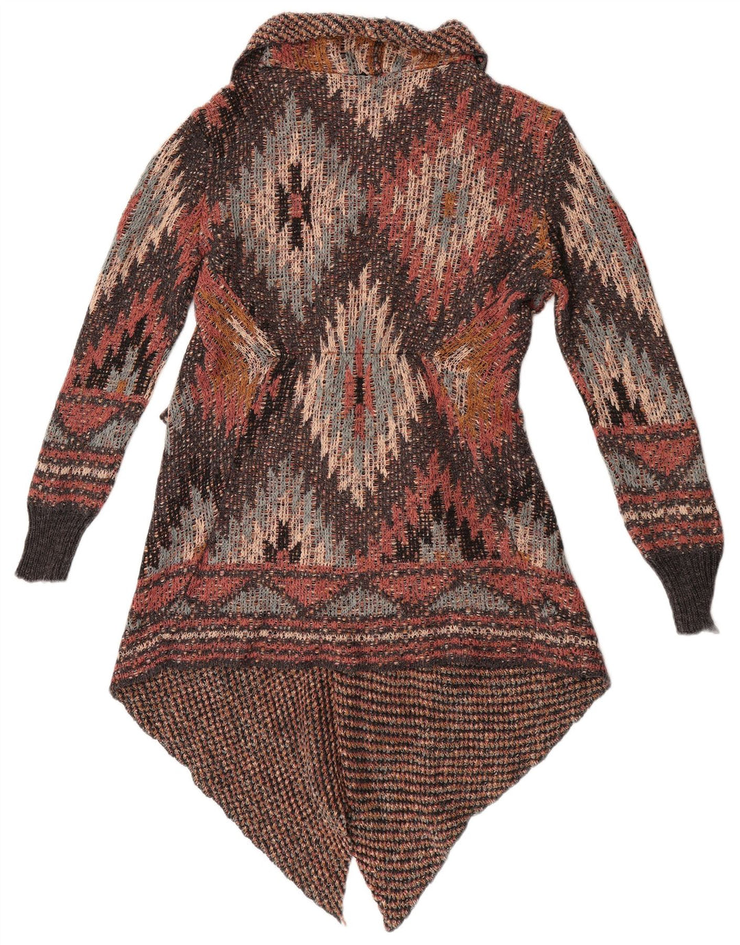 Recenzie Pulover cardigan asimetric pentru femei UK 10 Aztec multicolor mic