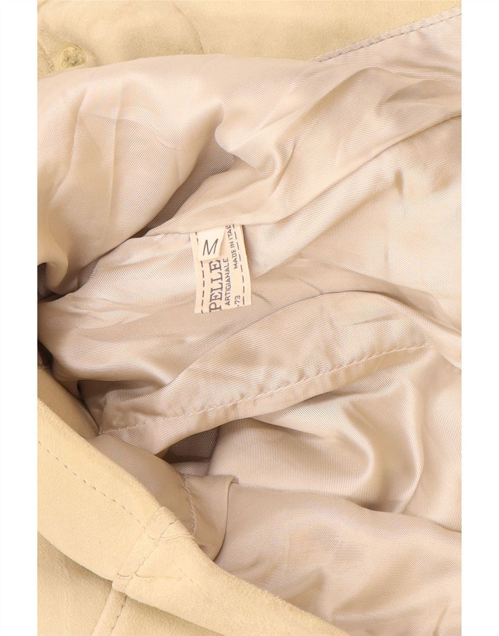 Jachetă vintage pentru femei de piele intoarsa UK 12 Medium Beige Piele
