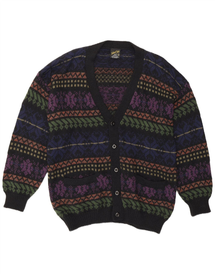 Pulover Cardigan Vintage Bărbați Mediu Multicolor Fair Isle Lână Alpaca