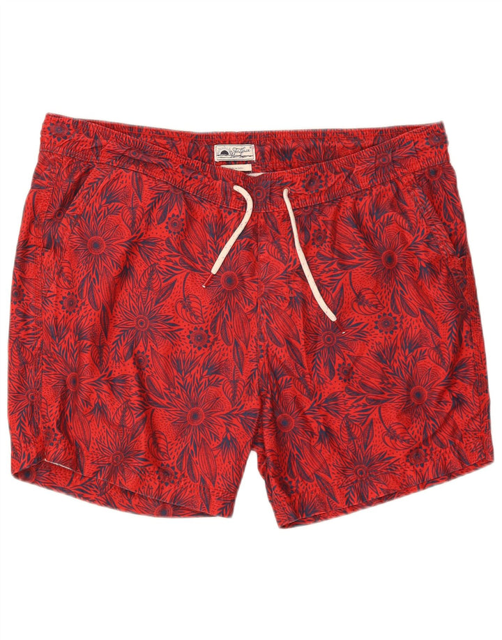 FAT FACE Pantaloni scurți de înot pentru bărbați, mari, roșii, florale