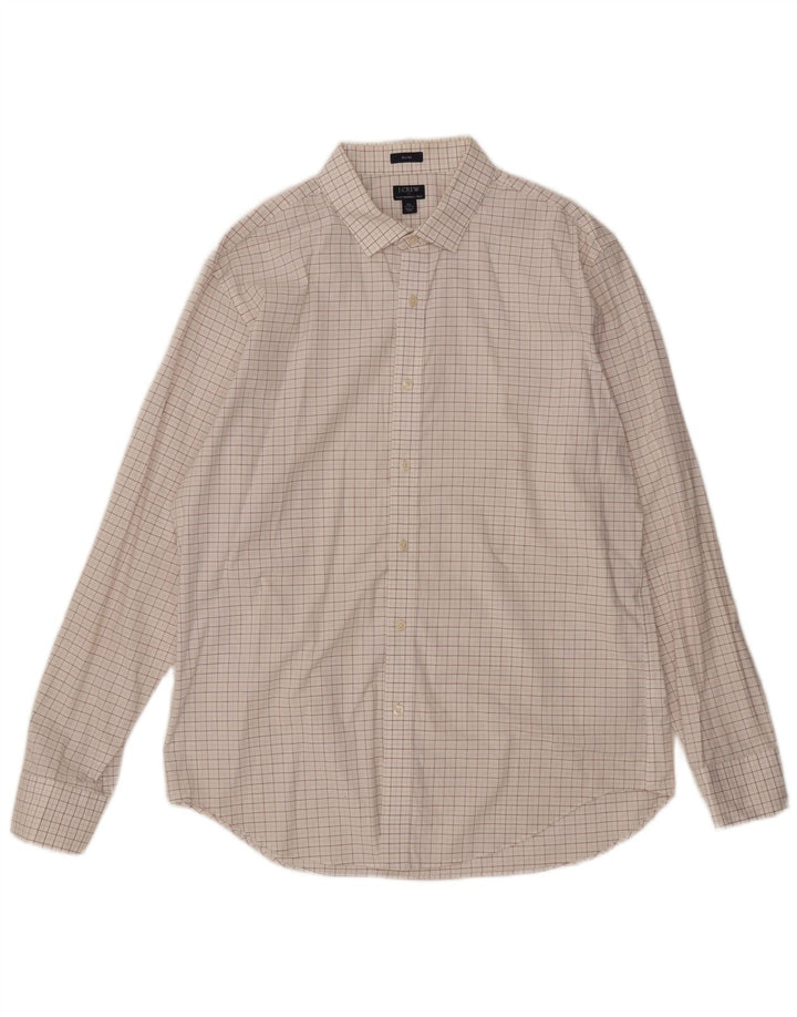 Cămașă subțire pentru bărbați J. CREW Mărimea 17 1/2 XL Bumbac alb cu carouri