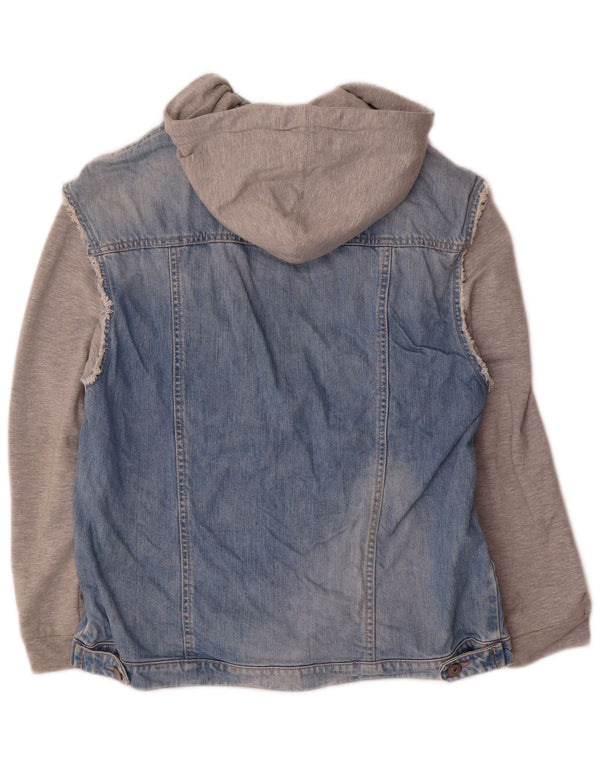 Jachetă de blugi cu glugă pentru femei Zara UK 14 Albastru mediu Colorblock