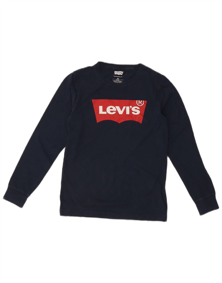 LEVI'S Boys Graphic Top Long Sleeve 11-12 Years Navy Blue Cotton