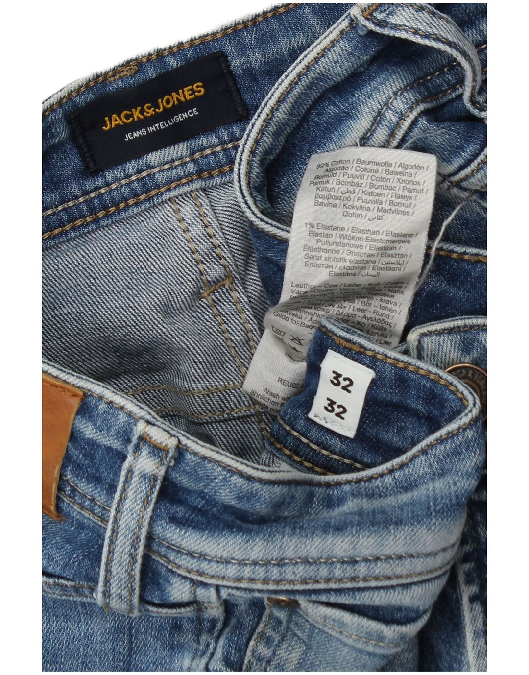 Jack & Jones Blugi Distressed drepte pentru bărbați W32 L32 Bumbac albastru