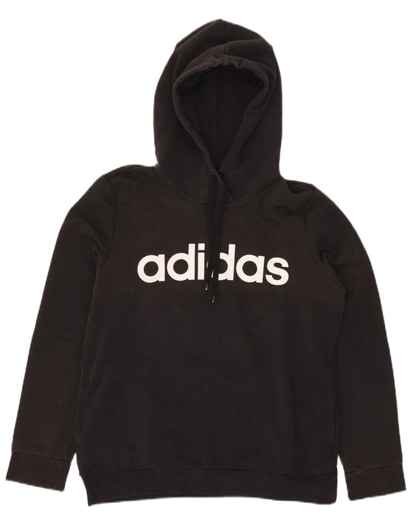 Pulover cu glugă cu grafic Adidas pentru femei UK 16/18 mare, negru, bumbac
