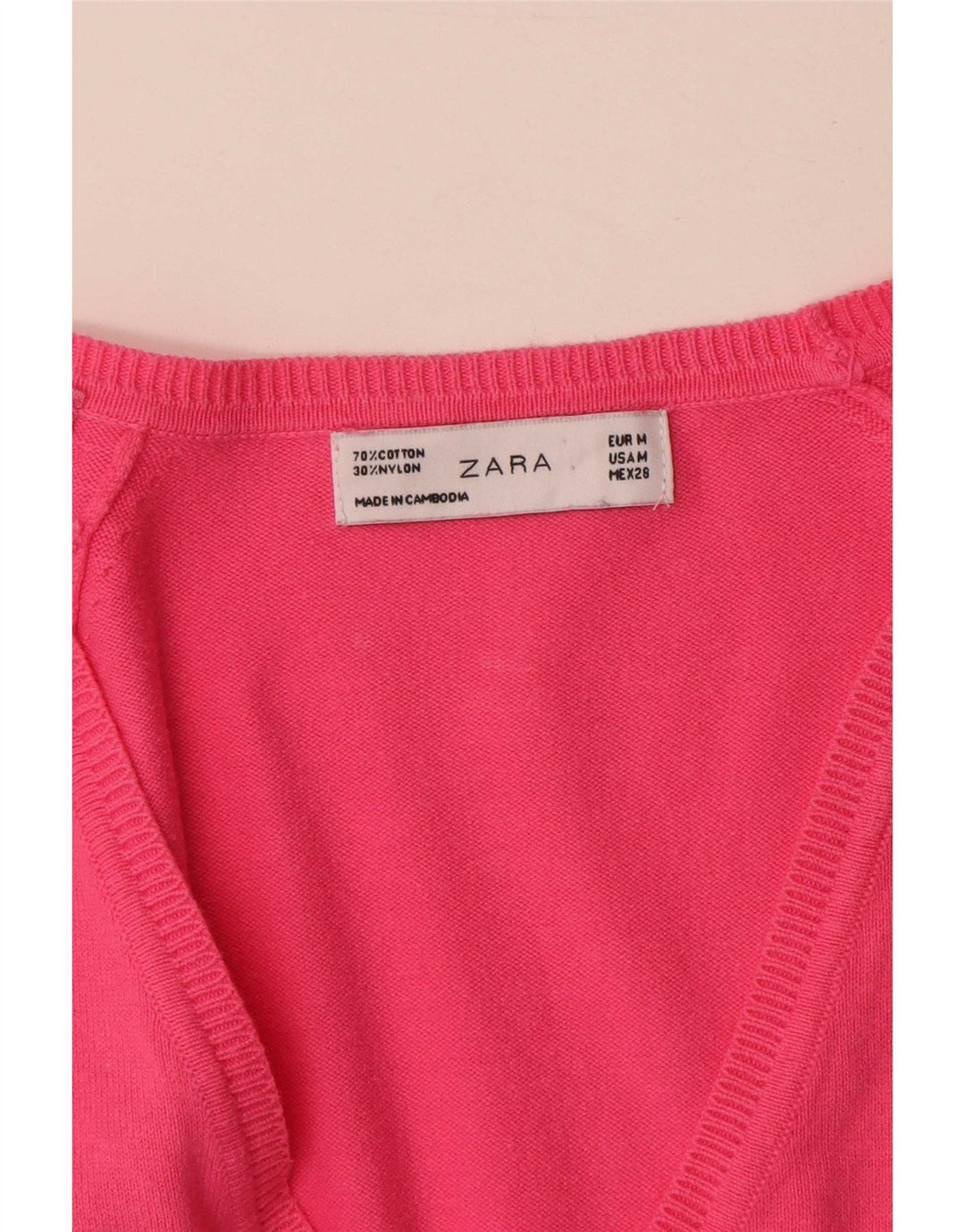 Pulover cardigan pentru femei Zara UK 12, bumbac roz mediu