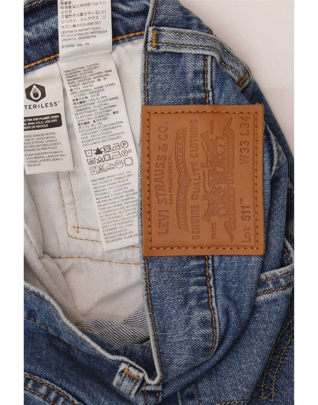 Blugi Levi's 511 Slim pentru bărbați W33 L34 Bumbac albastru