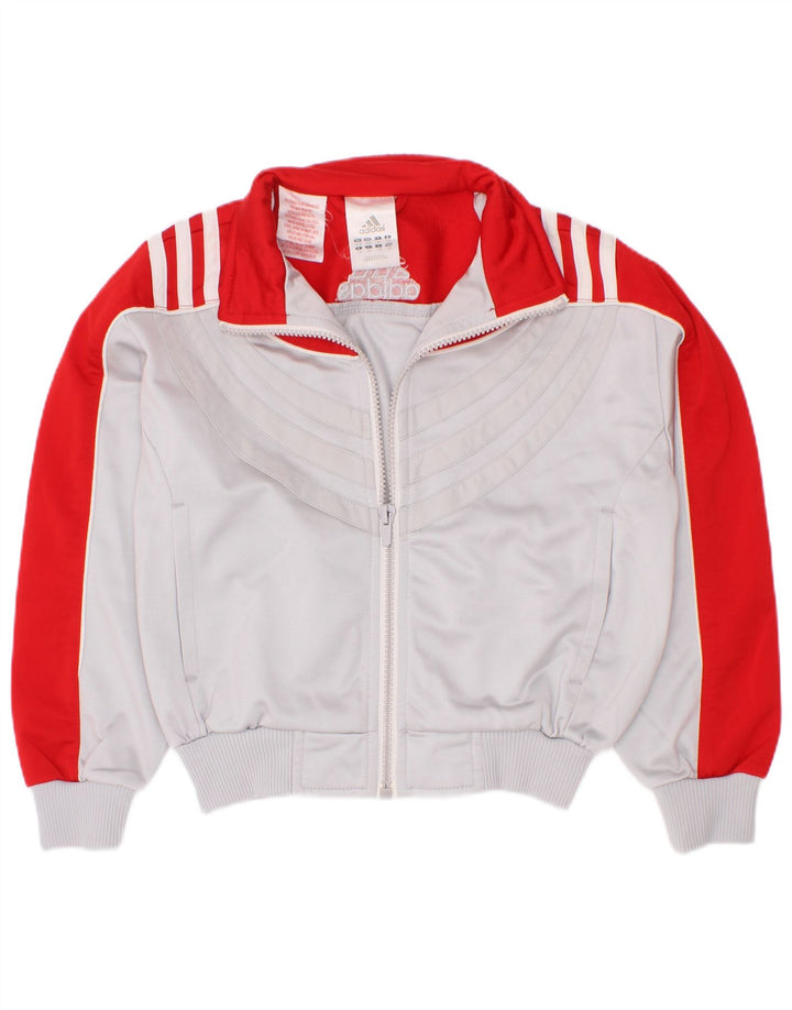 Jachetă de top pentru trening cu grafică Adidas pentru băieți 5-6 ani, gri Colorblock