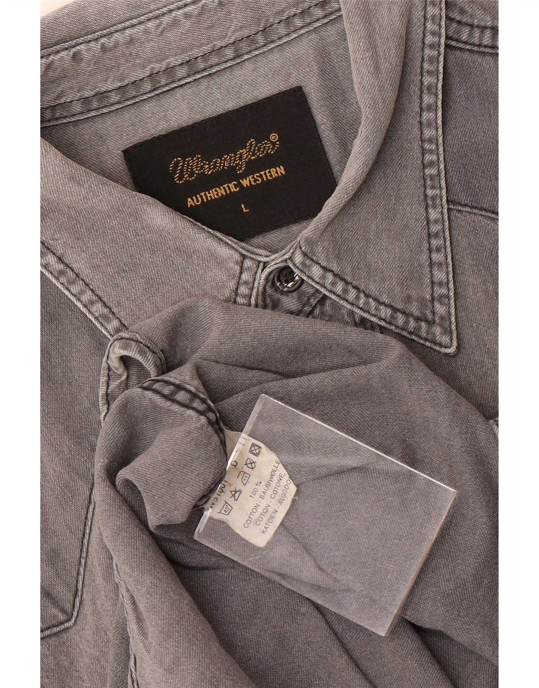 Cămașă din blugi pentru bărbați Wrangler, bumbac gri mare
