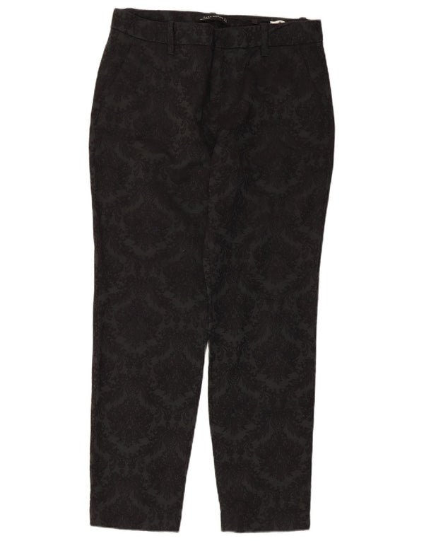 Pantaloni chino drepți pentru femei Zara Mediu L28 L27 Bumbac Floral Negru