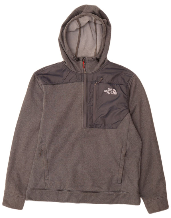 Pulover The North Face pentru bărbați, cu fermoar și gât, din poliester color bloc mare, gri