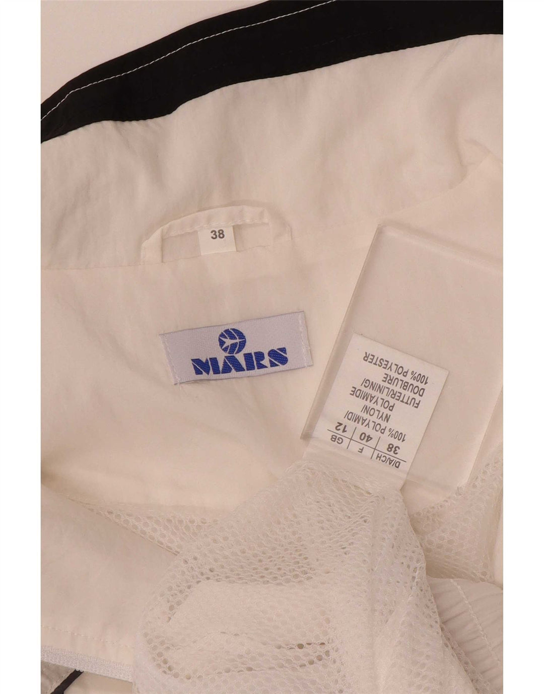 Jachetă de trening vintage pentru femei UK 12 Medium White Colorblock