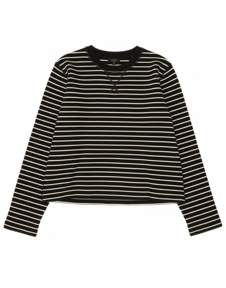 Top pentru femei Massimo Dutti cu mânecă lungă UK 14, bumbac cu dungi negre medii