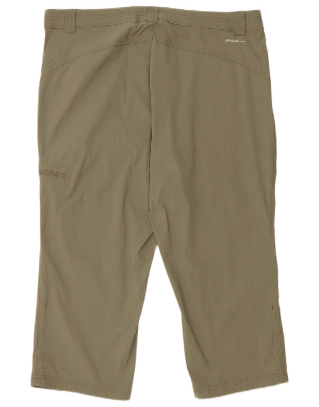 EDDIE BAUER Womens Slim Cargo Capri Trousers W36 L20 Green Nylon