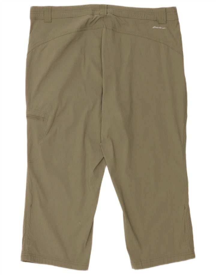 EDDIE BAUER Womens Slim Cargo Capri Trousers W36 L20 Green Nylon