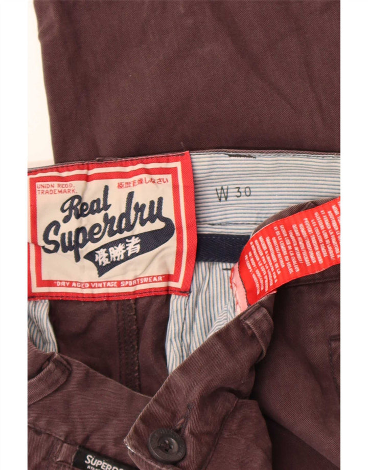 Pantaloni scurți chino Superdry pentru bărbați W30, bumbac maro mediu