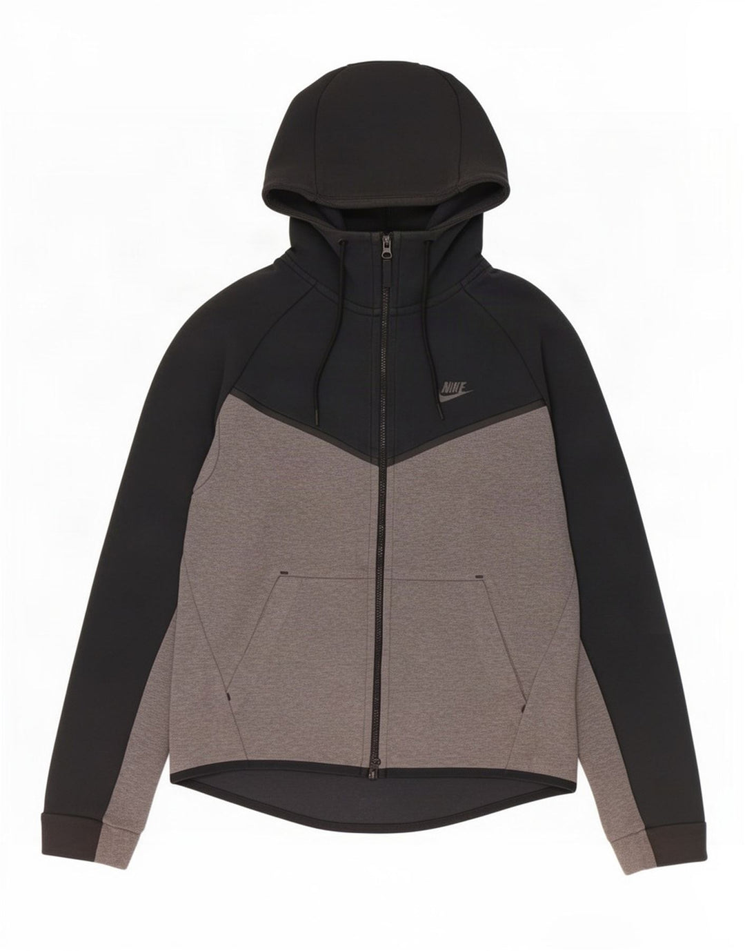Pulover Nike pentru bărbați, cu fermoar, bumbac color bloc negru mediu