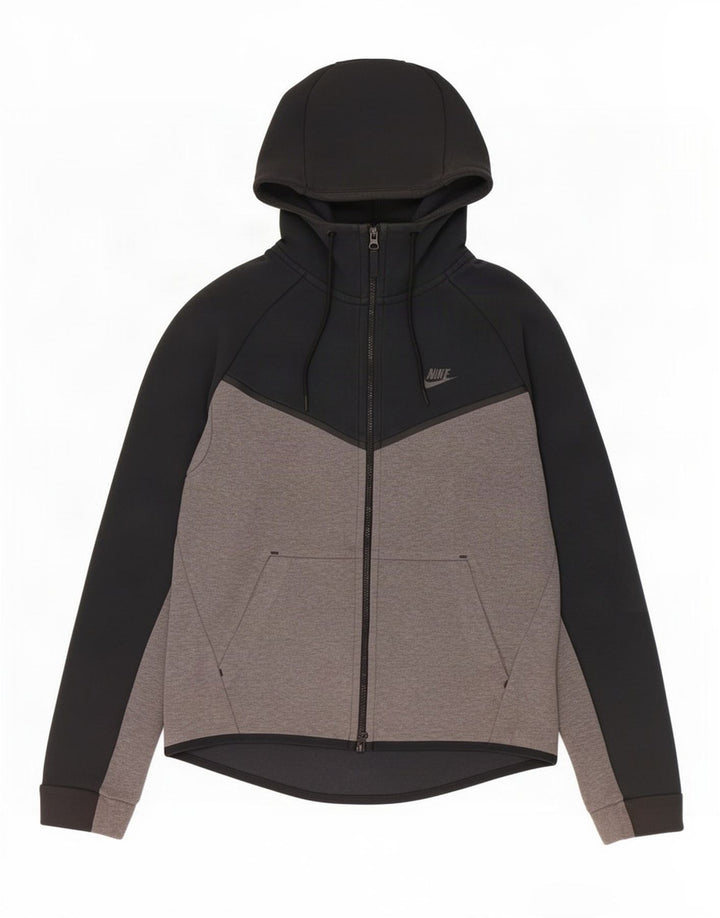 Pulover Nike pentru bărbați, cu fermoar, bumbac color bloc negru mediu