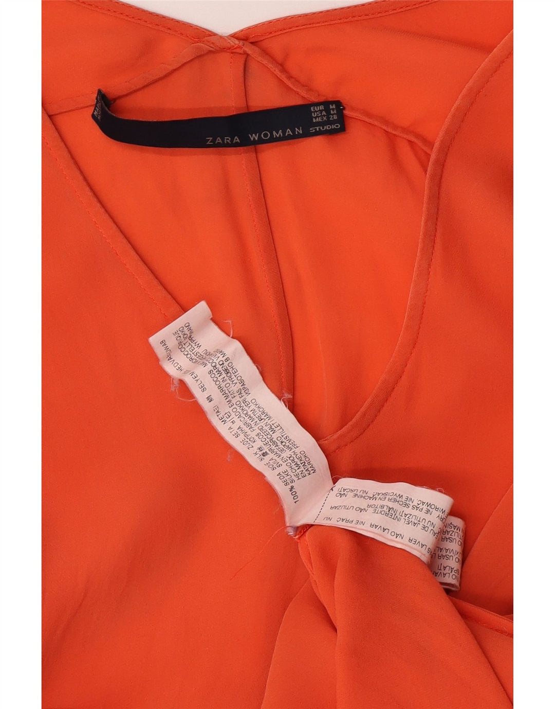 Rochie maxi cu mâneci scurte pentru femei Zara UK 14 Mătase portocalie medie