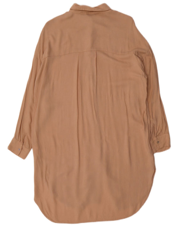 Rochie cămașă supradimensionată pentru femei Zara UK 6 XS Bej Viscoză