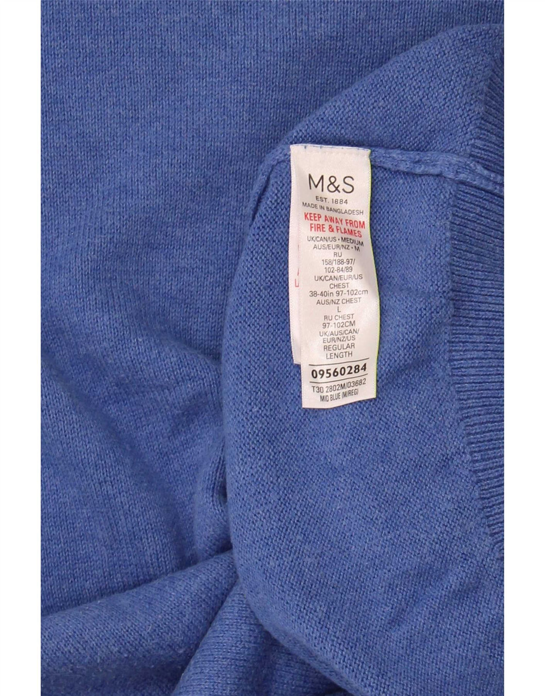 Pulover pentru bărbați Marks & Spencer, cu decolteu în V, din bumbac albastru mediu