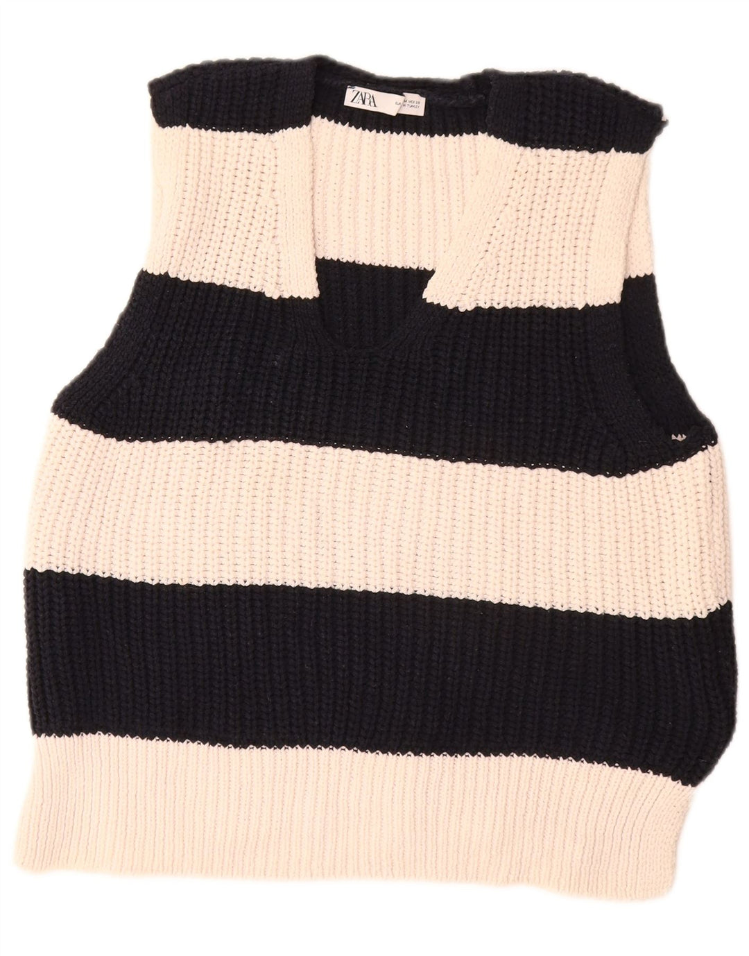 Vesta pentru femei Zara UK 14 Poliester cu dungi alb mediu