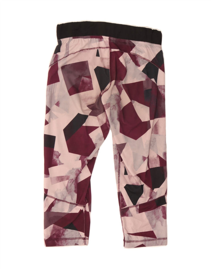 REEBOK Womens Capri Leggings UK 8/10 Small  Burgundy Geometric Polyester Vintage Reebok and Second-Hand Reebok from Messina Hembry 