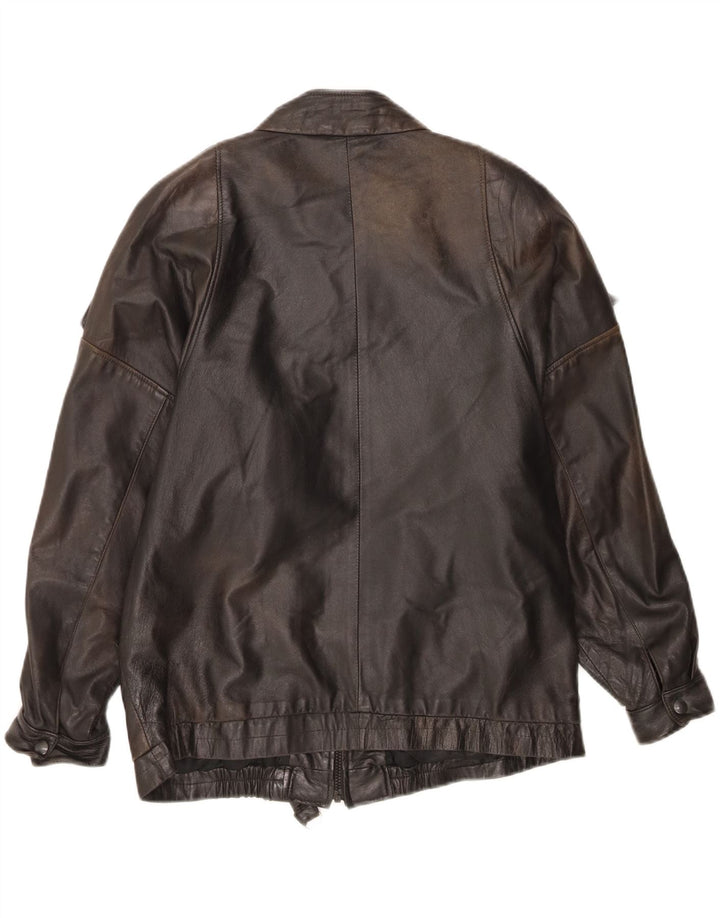 VINTAGE Mens Leather Jacket IT 46 Small Black Leather Vintage Vintage and Second-Hand Vintage from Messina Hembry 