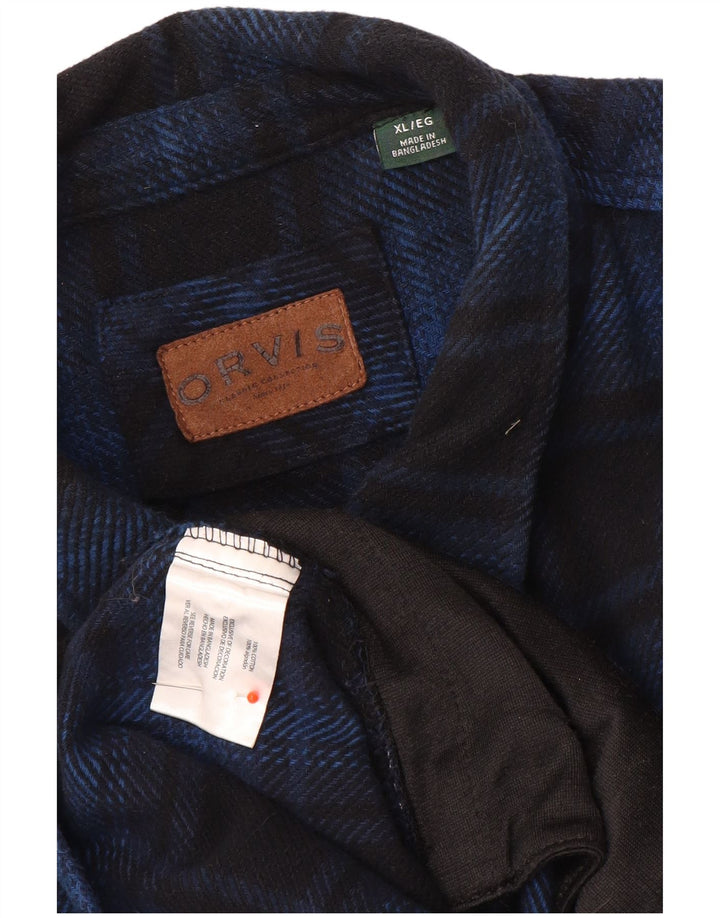 Cămașă de flanel pentru bărbați Orvis XL, bumbac cu carouri bleumarin