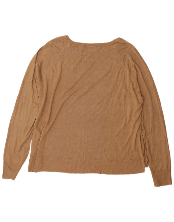 Pulover pentru femei Zara cu gât de barcă UK 18 XL maro viscoză