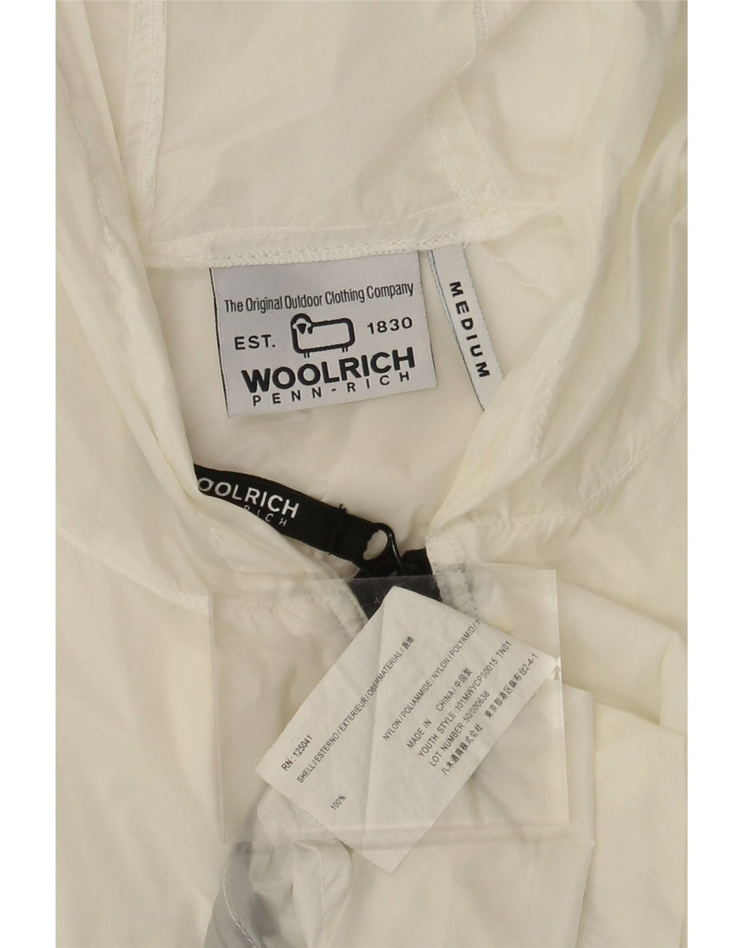 Woolrich Jachetă de ploaie cu glugă pentru femei UK 14 Medium White Nylon