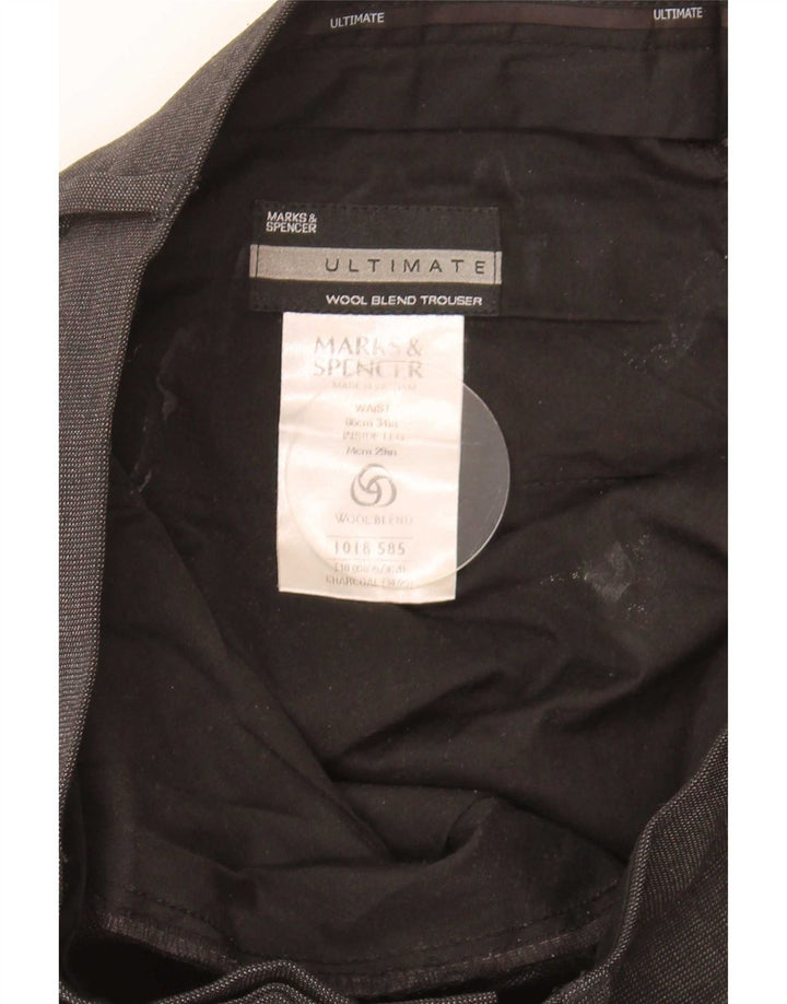 Marks & Spencer Pantaloni drepți pentru bărbați L34 L29 Poliester gri