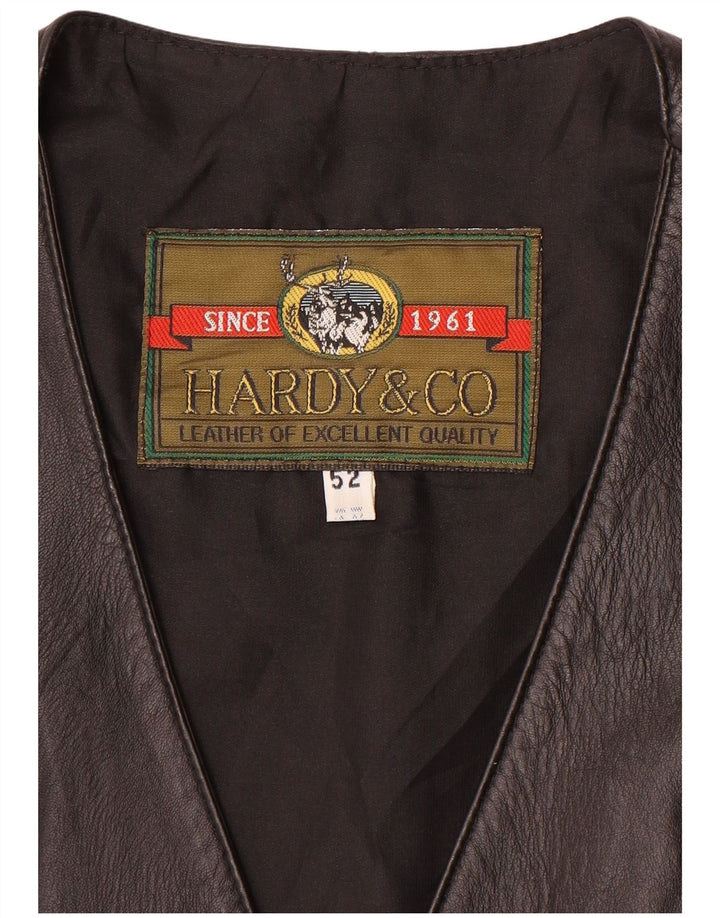 Vestă din piele vintage pentru bărbați IT 52, mare, neagră