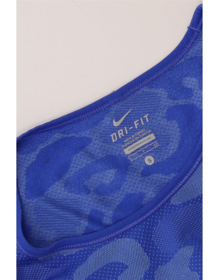 Tricou NIKE Dri Fit pentru femei Top UK 10 Small Blue Camouflage