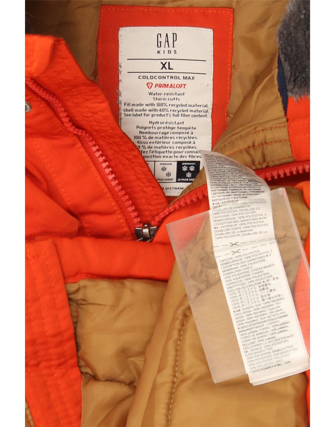 Jachetă parka cu glugă GAP băieți 11-12 ani XL portocaliu poliester