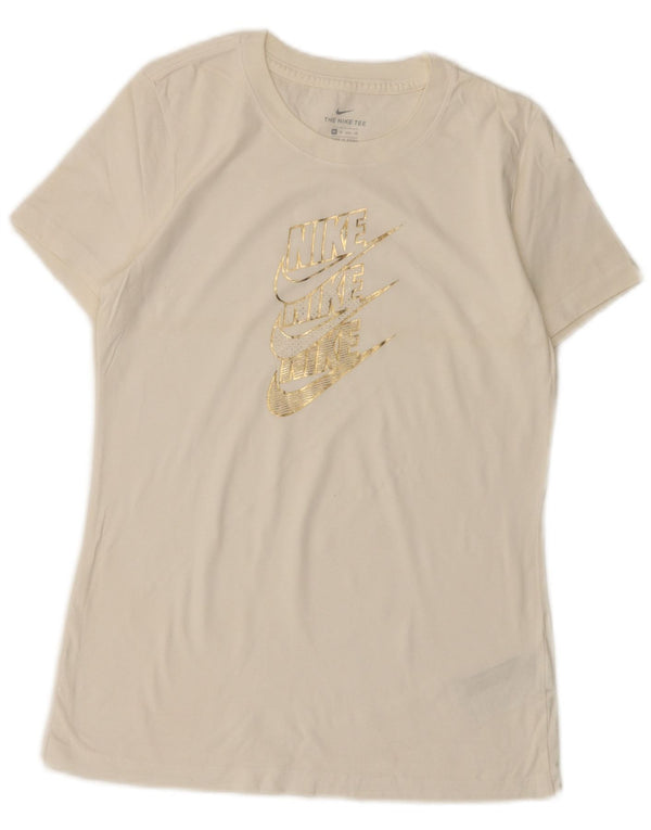 Tricou grafic Nike pentru femei Top UK 6 XS Bumbac alb