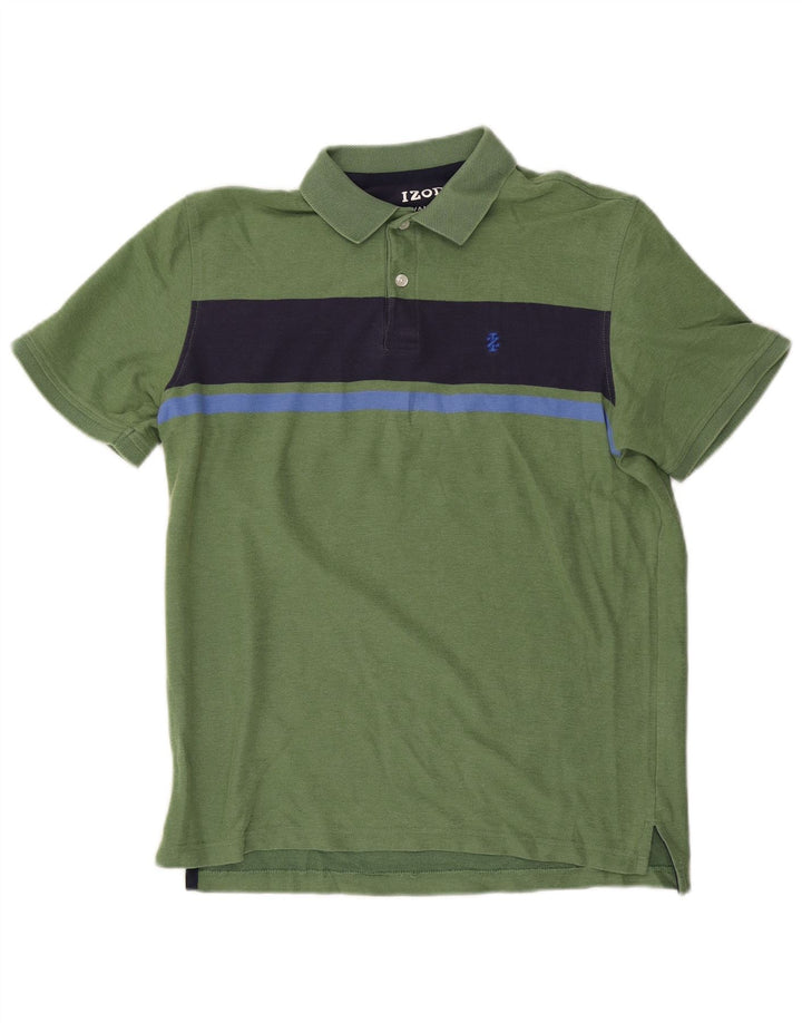 Tricou polo IZOD pentru bărbați, bumbac color bloc verde mediu