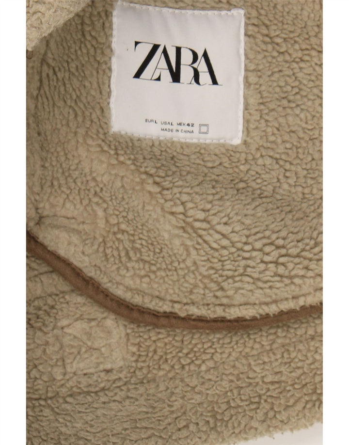 ZARA Womens Sherpa Jacket UK 16 Large Brown Polyester Vintage Zara and Second-Hand Zara from Messina Hembry 