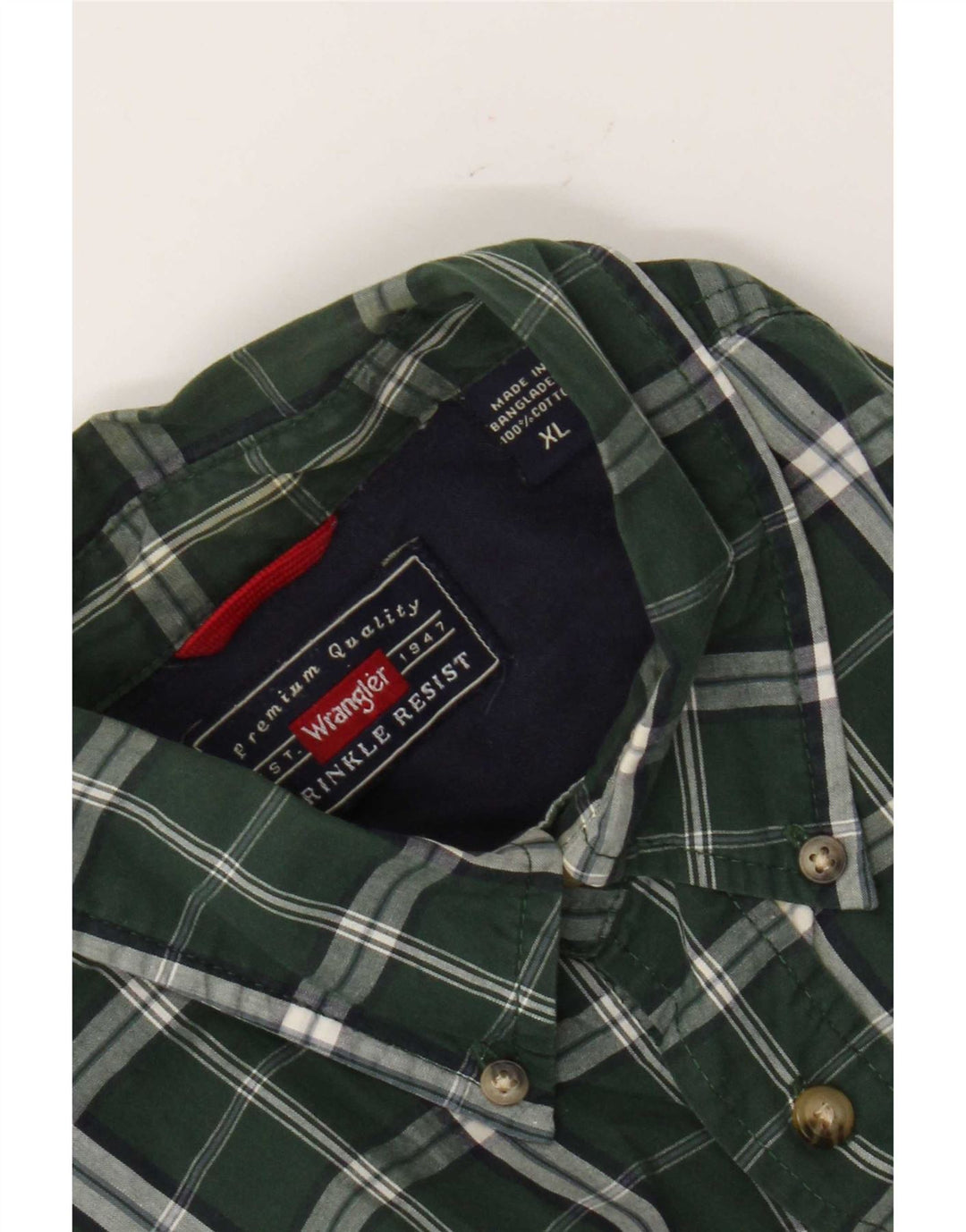 Cămașă pentru bărbați Wrangler cu mânecă scurtă XL, bumbac verde check
