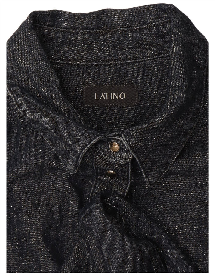 Cămașă Vintage pentru femei UK 12 Medium Bleumarin