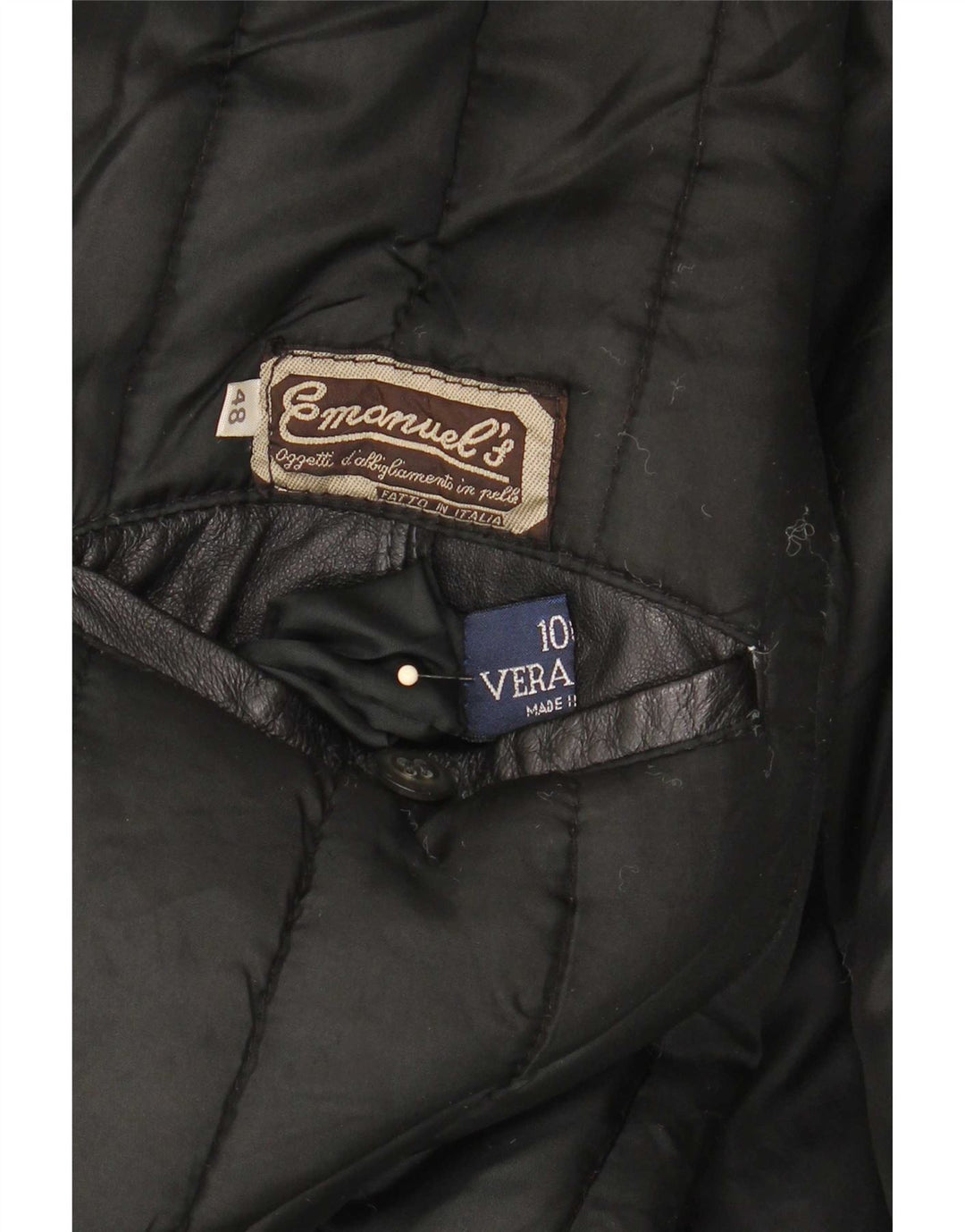 Jachetă de piele vintage pentru bărbați IT 48 Medium Black