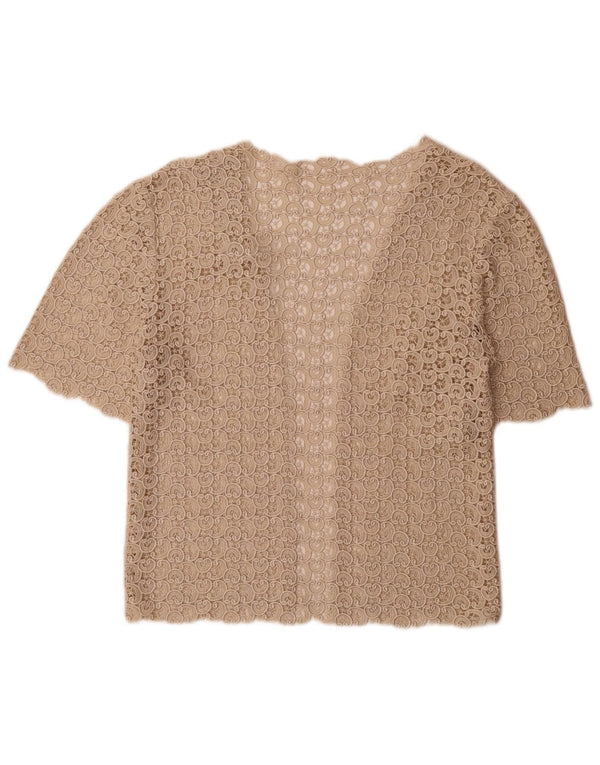 Top cardigan deschis pentru femei Vintage UK 12 Medium Beige Paisley