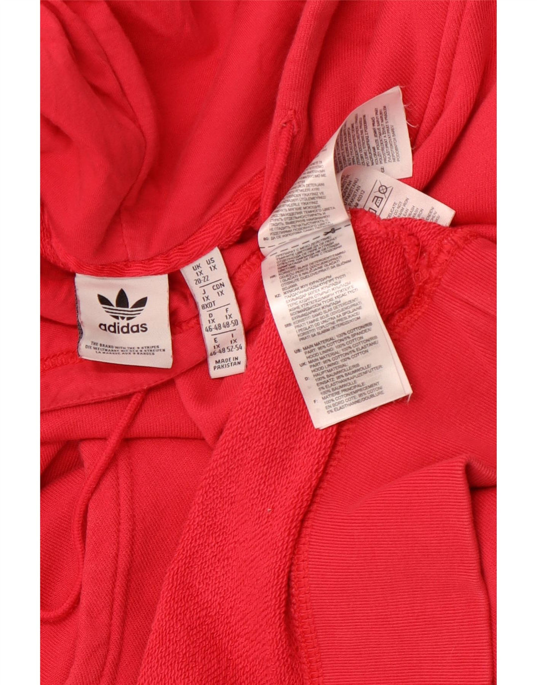 ADIDAS Pulover supradimensionat cu capota cu grafic pentru femei UK 20/22 XL bumbac roșu