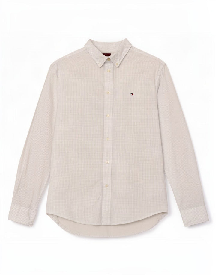Cămașă Tommy Hilfiger pentru bărbați, bumbac cu pete albastre medii
