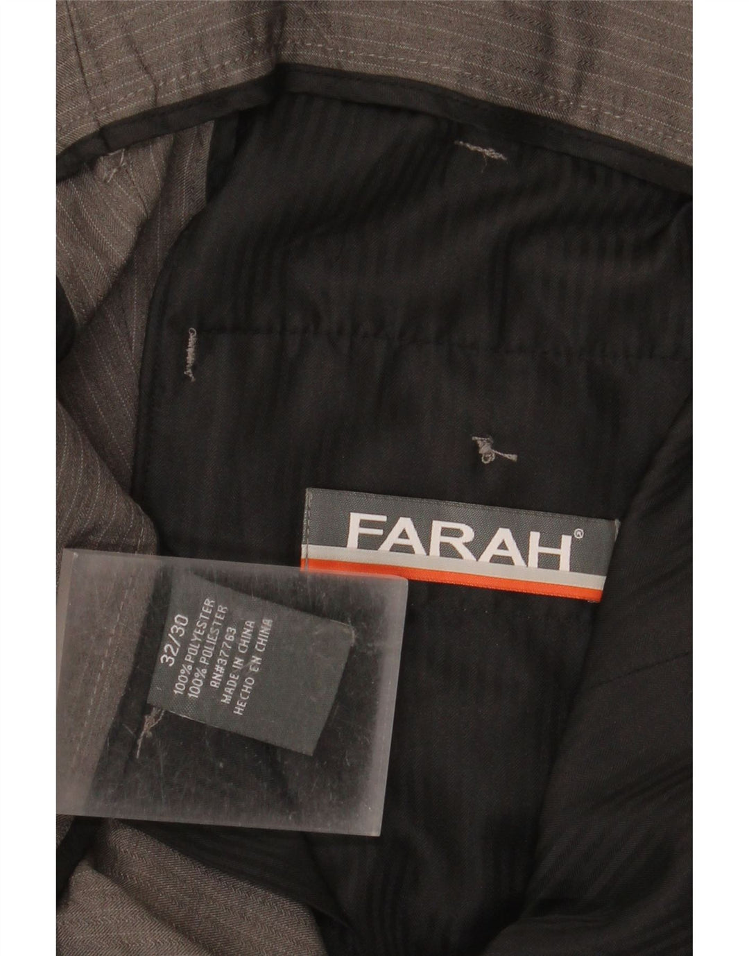 Pantaloni tăiați drept pentru bărbați Farah L32 L24 poliester cu dungi gri